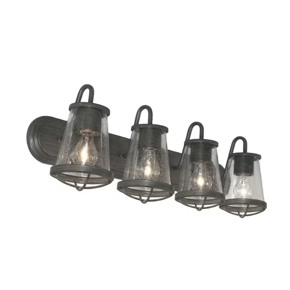 Home Decorators Georgina 4-Light Vanity Fixture With Clear Seeded Glass Shades